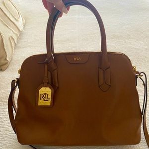 Brown Ralph Lauren bag with gold accents